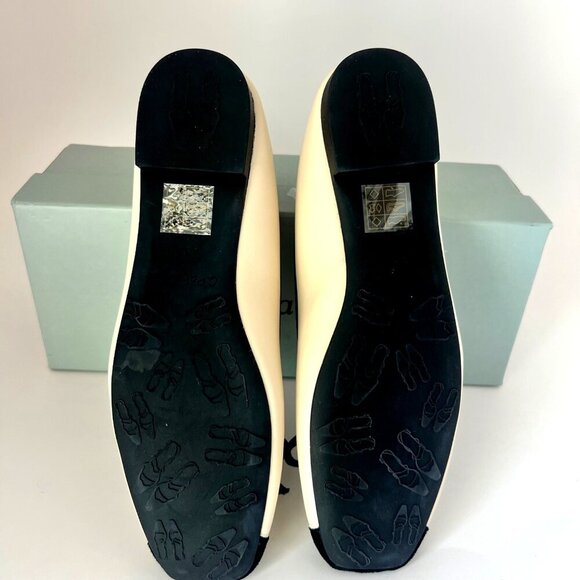 C Paravano Beige Black Flats Leather Ballerina flats Size 6.5 - Picture 5 of 15